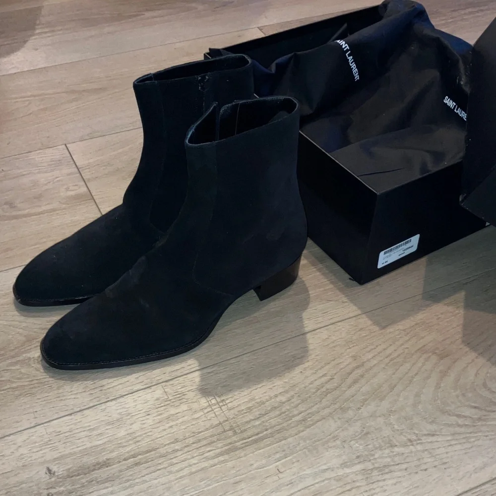Saint Laurent Paris Black Suede Ankle Boots - Picture 2 of 5